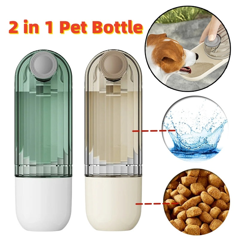 2 In 1 Pet Water Cup Segment Design Green Dog Walking Portable Drinking Cup